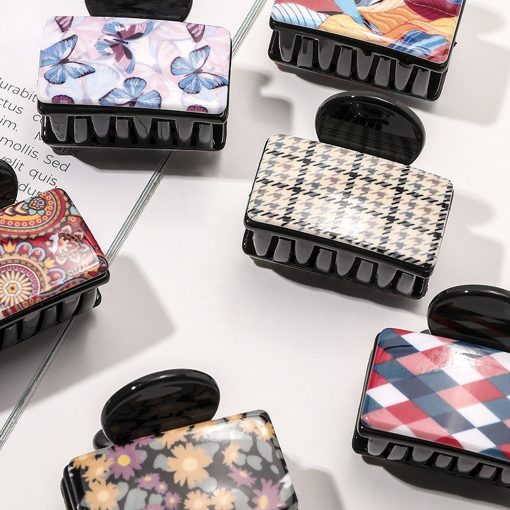 Wholesale Houndstooth Butterfly Cube Grab Clips